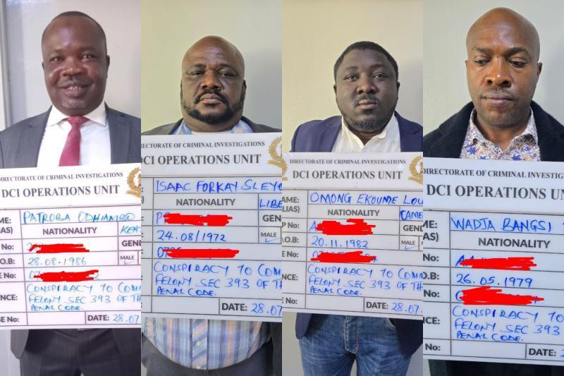 Photocollage of four suspected gold scammers.